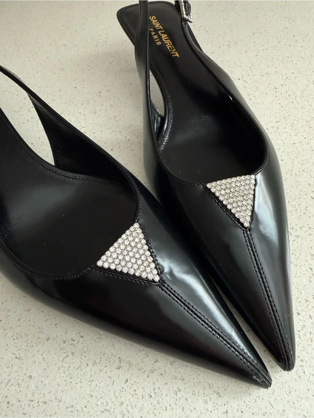 Saint Laurent Cherish Kitten Heel Black Leather Slingback EU 38.5 US 8.5 - Picture 5 of 12